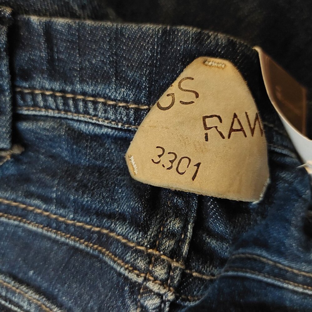 G-Star 3301 Speed Bell Cut Flare Trash Wash Blue Denim Jeans Sz 26 x 35 NWT - Picture 10 of 10